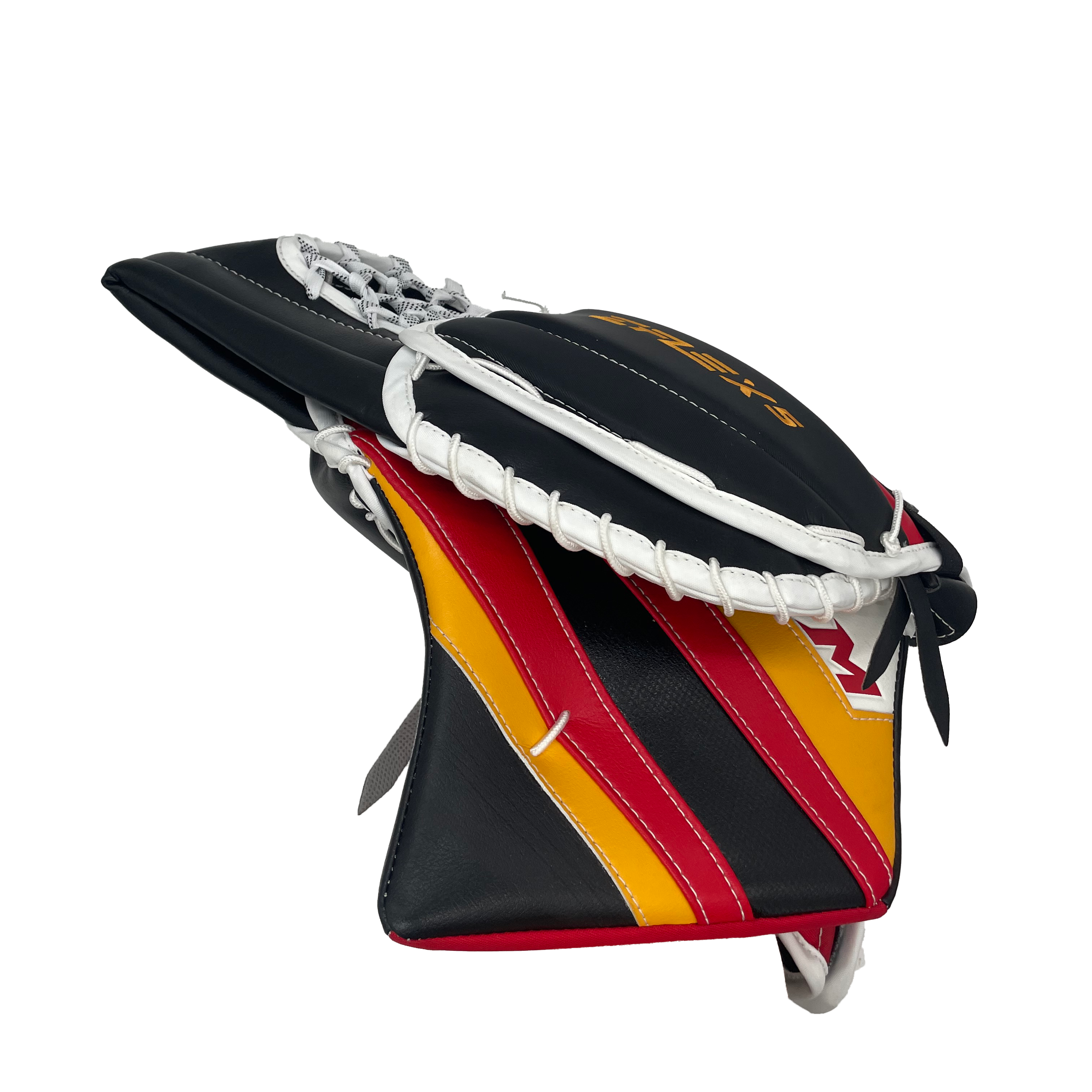 CCM Extreme Flex 5 - Ensemble de gants de gardien Pro Stock neufs - Oscar Dansk (noir/rouge/jaune)